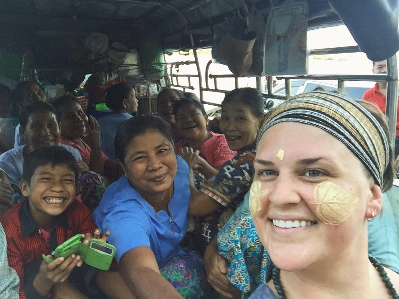 "THANAKA! THANAKA! HAHAHA..." - A taxi stuffed with hysterical Burmese people! By far one of my favorite memories. © 2015 Gail Jessen