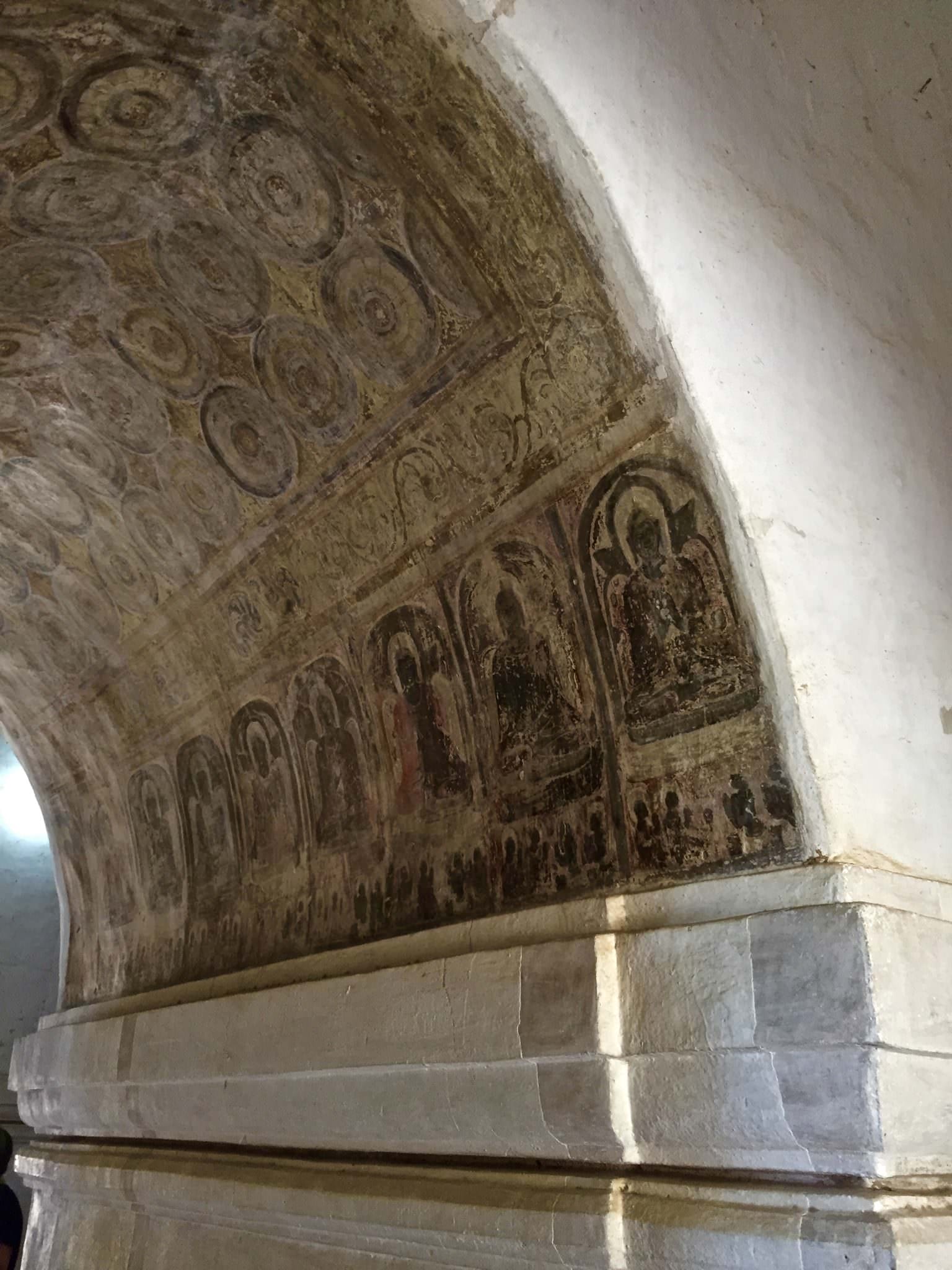 In a restoration process a few years back, frescoes were revealed in many of the small passageways around the temple. © 2015 Gail Jessen