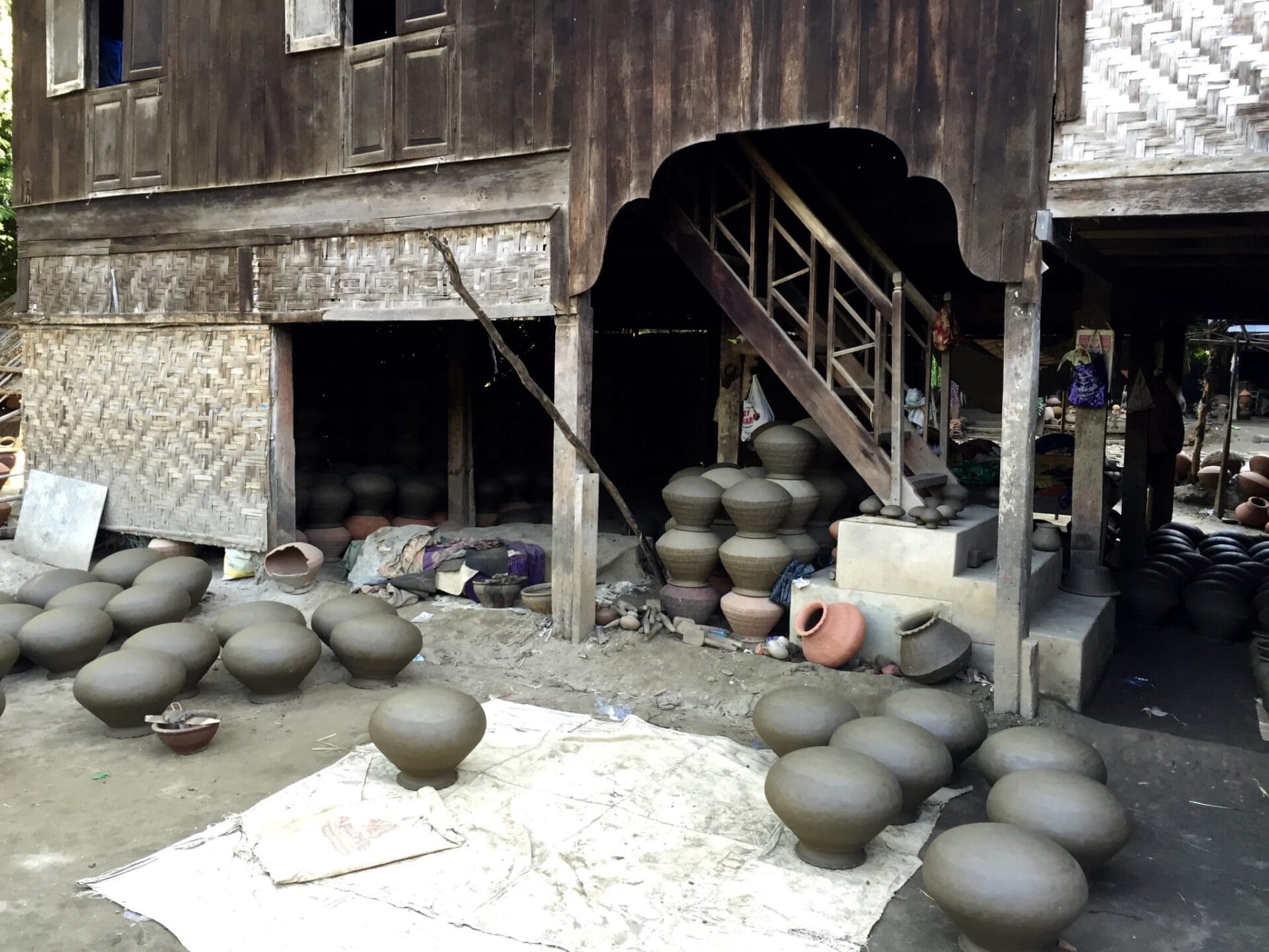 The industry is so important to the welfare of the village that the pots are kept inside the house and most of the family sleeps outside. © 2015 Gail Jessen
