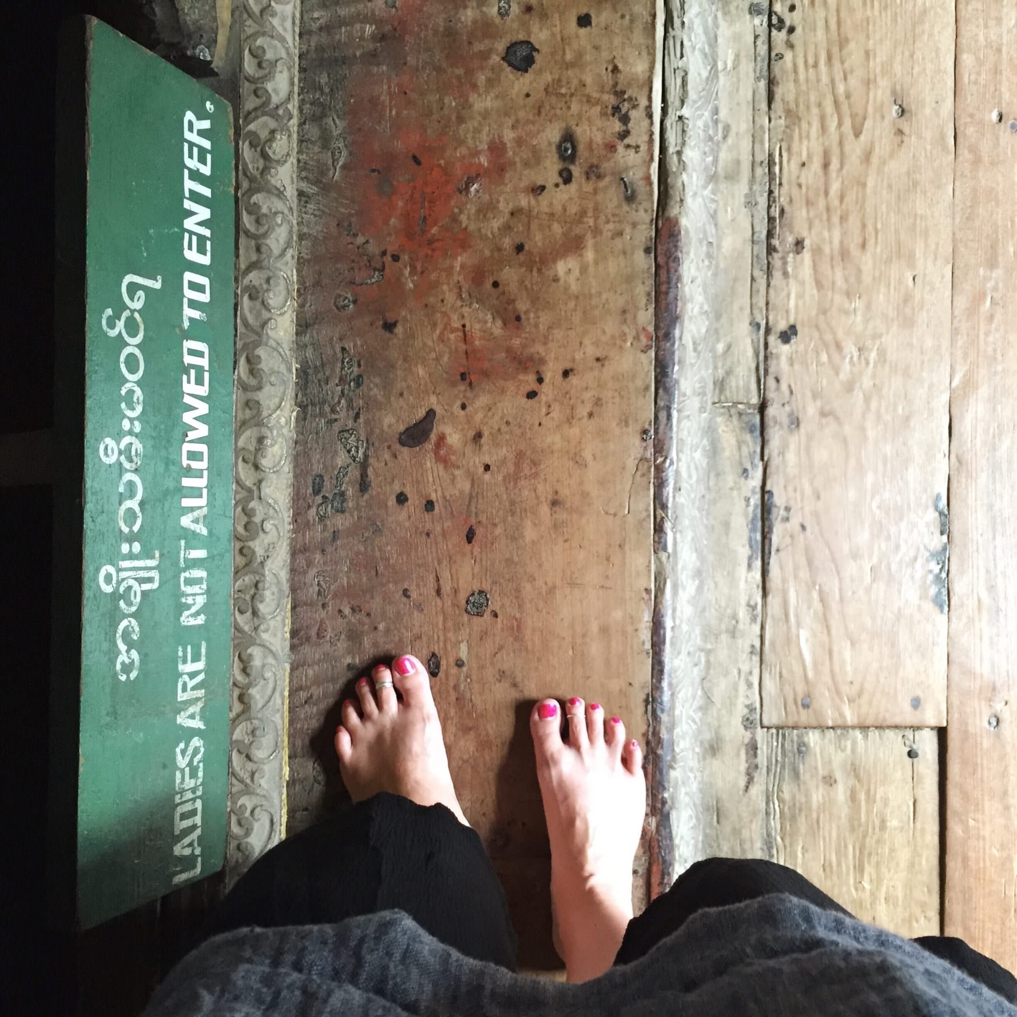 I'm not invited into the chamber containing the Buddha. In some of the pagodas we visited, women who are menstruating aren't allowed on the property at all. © 2015 Gail Jessen