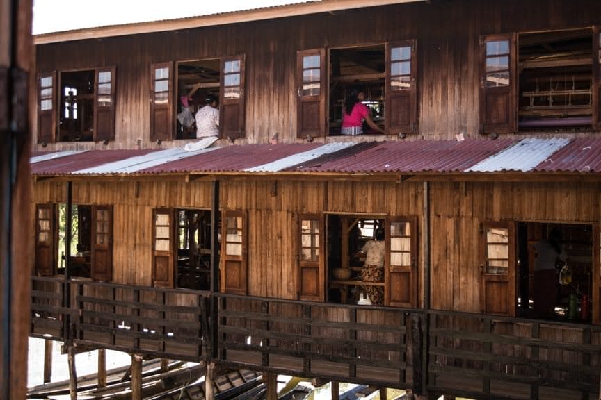 ...we also visited a silk weaving factory - also on stilts. Photo © 2015 Aaron Saunders