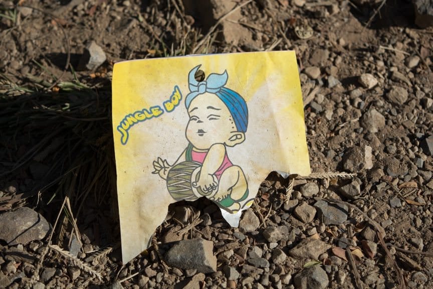 A piece of advertising on the ground..Photo © 2015 Aaron Saunders