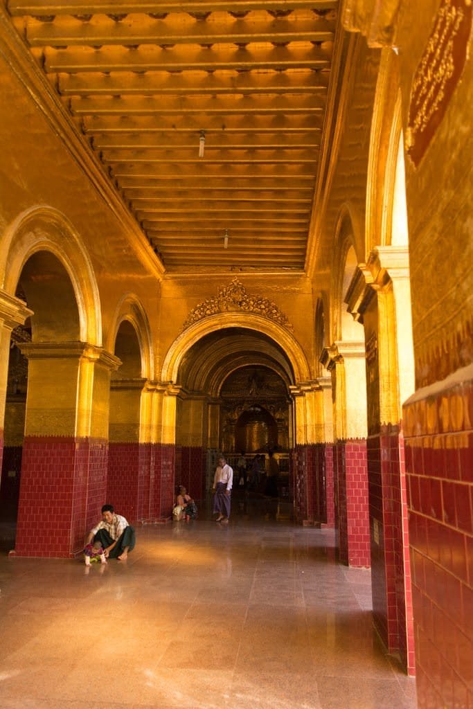 Our first stop after arrival in Mandalay: the gorgeous Mahamuni Paya. Photo © 2015 Aaron Saunders