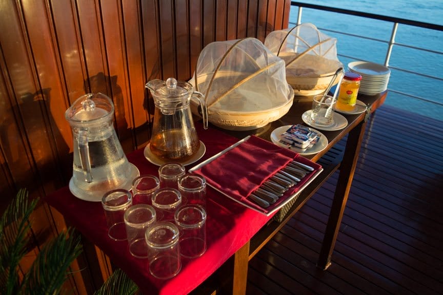 Early Riser breakfast, consisting of pastries, coffee and juice, is available most mornings beginning at six a.m. Photo © 2015 Aaron Saunders