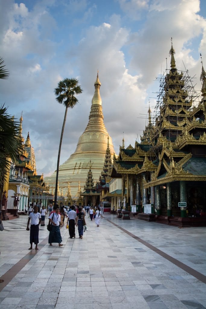 People from around the world come to Shwedagon Pagoda to pay respects...Photo © 2015 Aaron Saunders