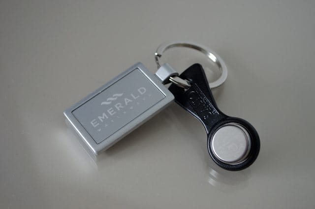 A Closer Look At Emerald Cruises 8 Instead of keycards, this small magnet is used to access your stateroom. Photo © 2014 Aaron Saunders