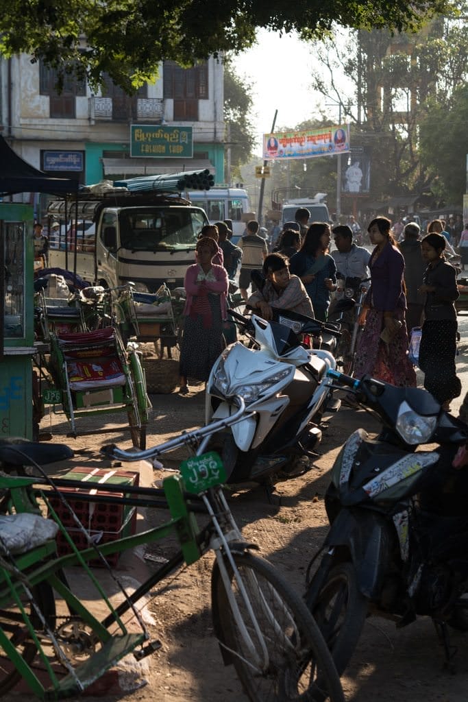 Checking out the local market this morning in Myint Mu, Myanmar. Photo © 2015 Aaron Saunders