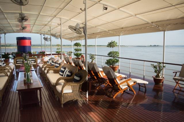 Relaxing out on the sun deck aboard Viking Mandalay. Photo ©  2015 Aaron Saunders