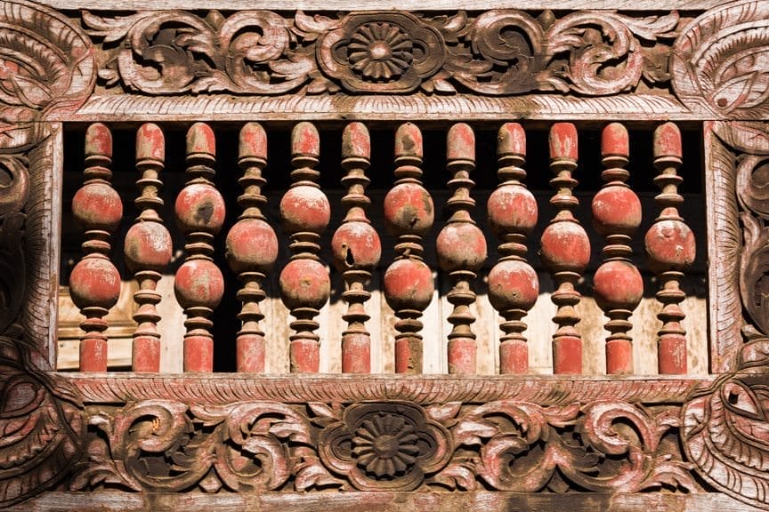 Intricately carved wood. Photo © 2015 Aaron Saunders