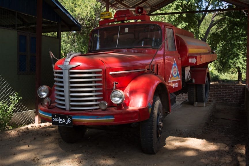 Check out the vintage truck at the local fire department. Photo © 2015 Aaron Saunders