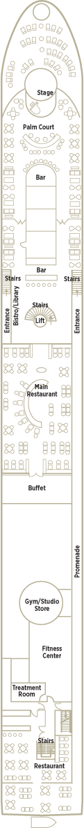 Crystal Debussy, Deck 3 - the main public room deck. Illustration courtesy of Crystal Cruises.