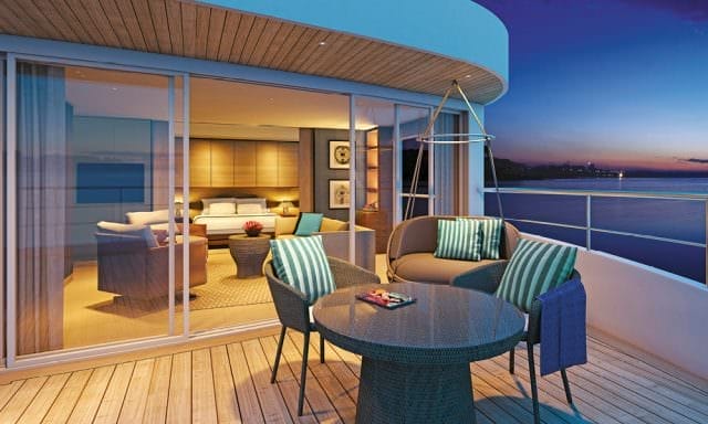 The Royal Panorama Suite aboard Scenic Spirit is one of river cruising's largest. Render courtesy of Scenic.