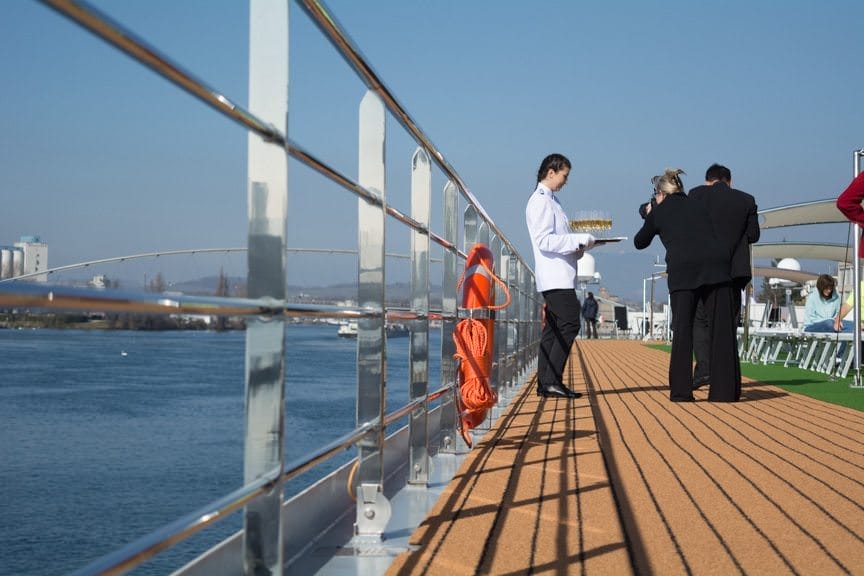 Christening A Ship: River Voyager is officially handed over to Vantage CEO Henry Lewis and the River Voyager staff in Basel. Photo © 2016 Aaron Saunders