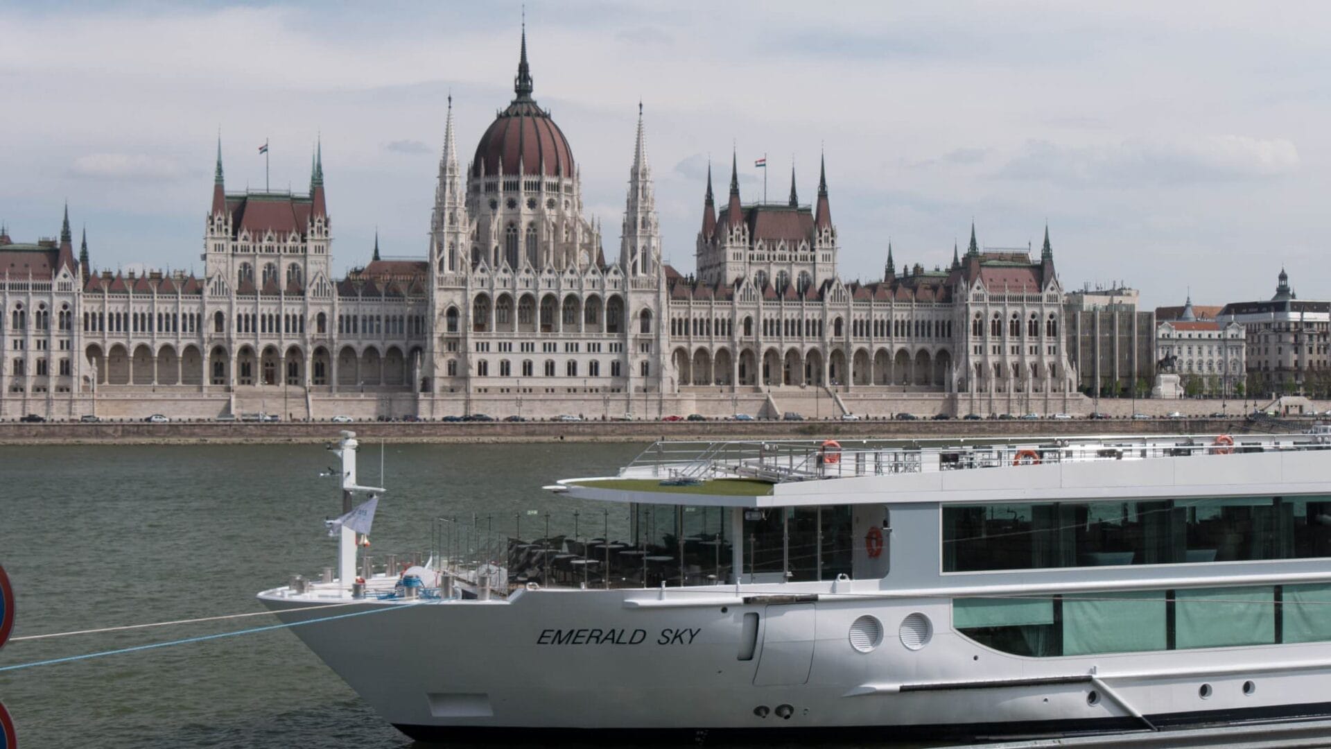 Emerald Sky docked across from the Parliment building in Budapest. © 2016 Ralph Grizzle
