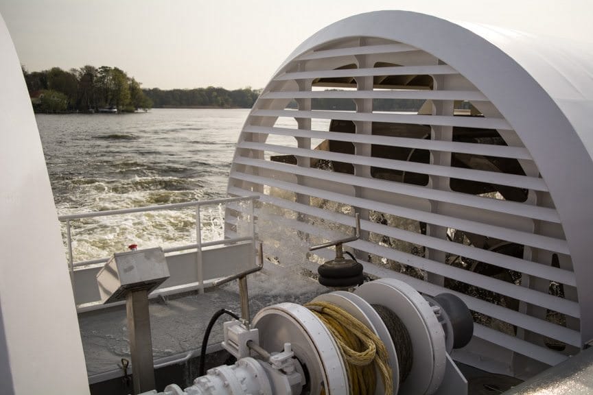 One of Elbe Princesse's two paddlewheels by day... Photo © 2016 Aaron Saunders
