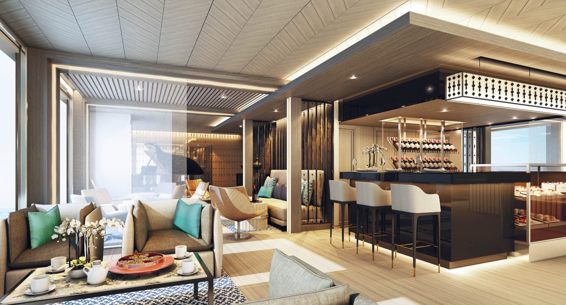 Scenic Aura is one of the most stylish river cruise ships on the Irrawaddy. Rendering courtesy Scenic