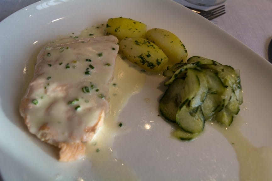 Poached Norwegian Salmon: a dinner I don't have to feel guilty about! Photo © 2016 Aaron Saunders