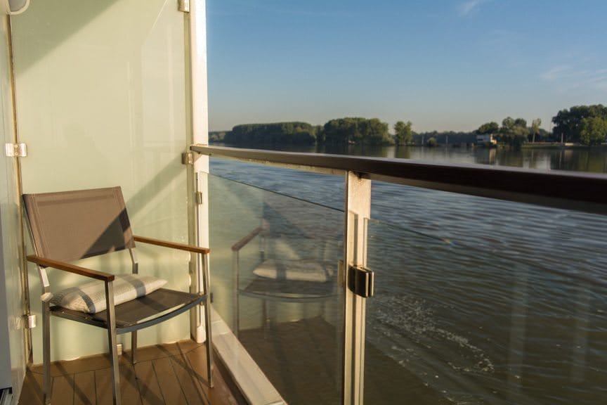 This is why you get a balcony on a river cruise: dawn aboard Viking River Cruises' Viking Embla as we sail towards Vukovar, Croatia. Photo © 2016 Aaron Saunders