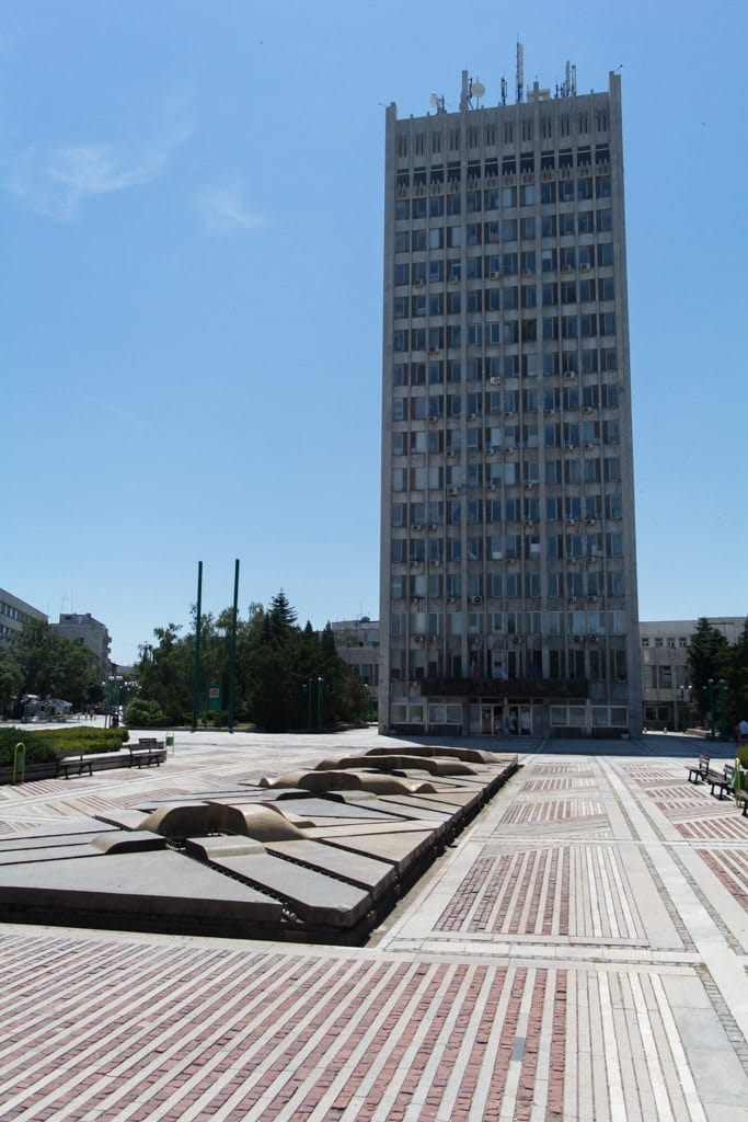 This imposing administrative center towers high above the town. Photo © 2016 Aaron Saunders