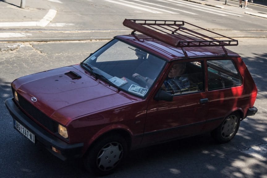 A Yugo. Nearly 70 percent of all Yugos were painted red; the color of communism. Photo © 2016 Aaron Saunders