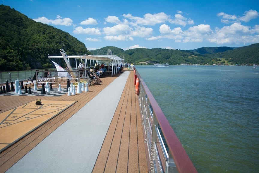 Viking Embla approaches the narrowest stretch of the so-called "Iron Gates" of the Danube. Photo © 2016 Aaron Saunders
