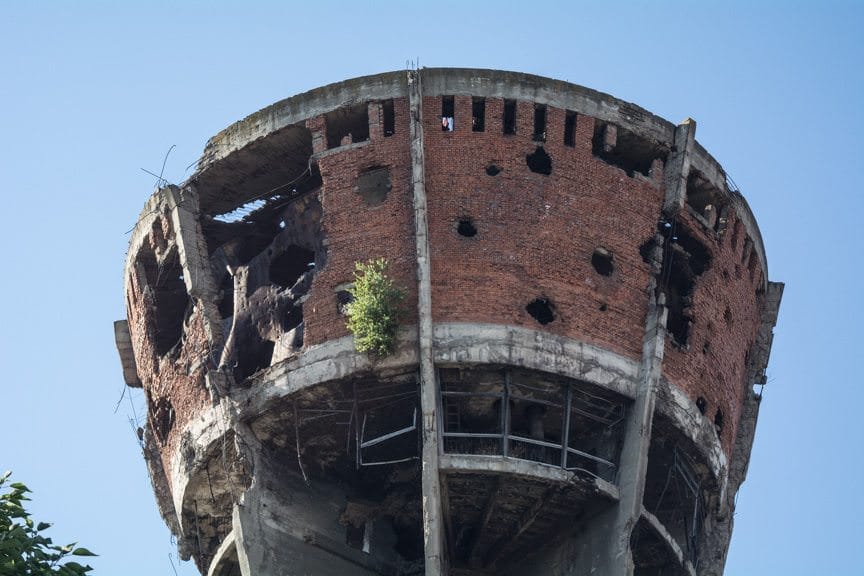 Viking's Passage to Eastern Europe - Osijek, Croatia 17 The city of Vukovar plans to keep the tower here, unrepaired, as a monument to those who perished in the conflict. Photo © 2016 Aaron Saunders