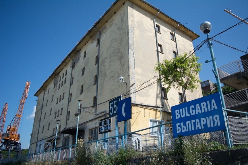 Our docking location in Bulgaria. Docks here are far more utilitarian than on the western stretches of the Danube. Photo © 2016 Aaron Saunders