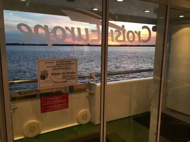 Sunset as we sail from Paulliac. © 2016 Ralph Grizzle